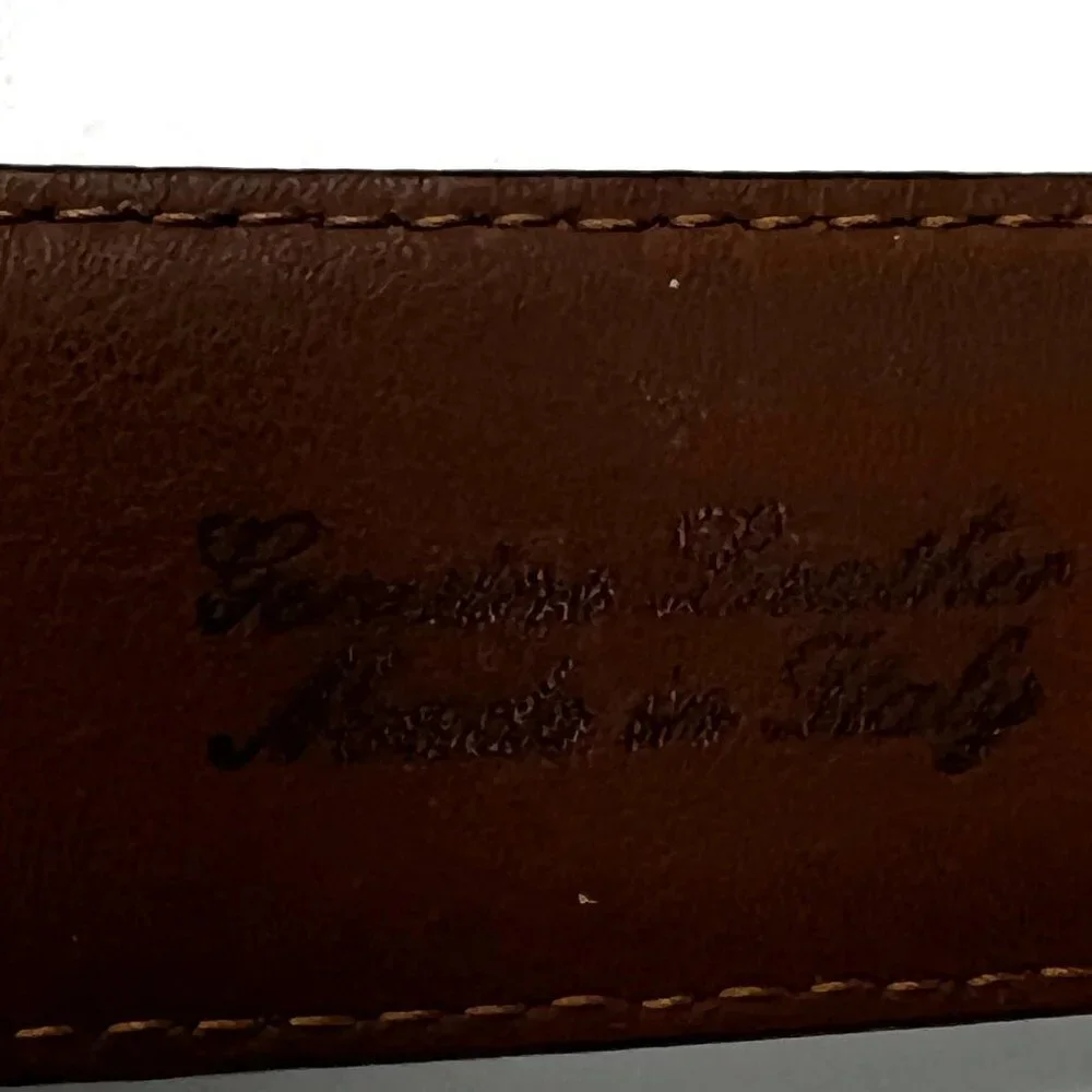 Brooks Brothers Italian  Leather Belt Dark Brown Cognac‎ Brass Buckle Mens 42
